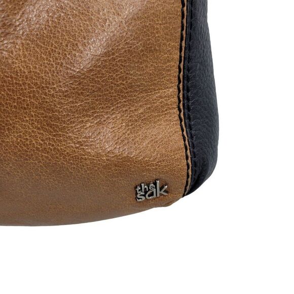 The Sak Leather Crossbody Messenger Satchel Color Blocked Cream Brown Black - Picture 11 of 16